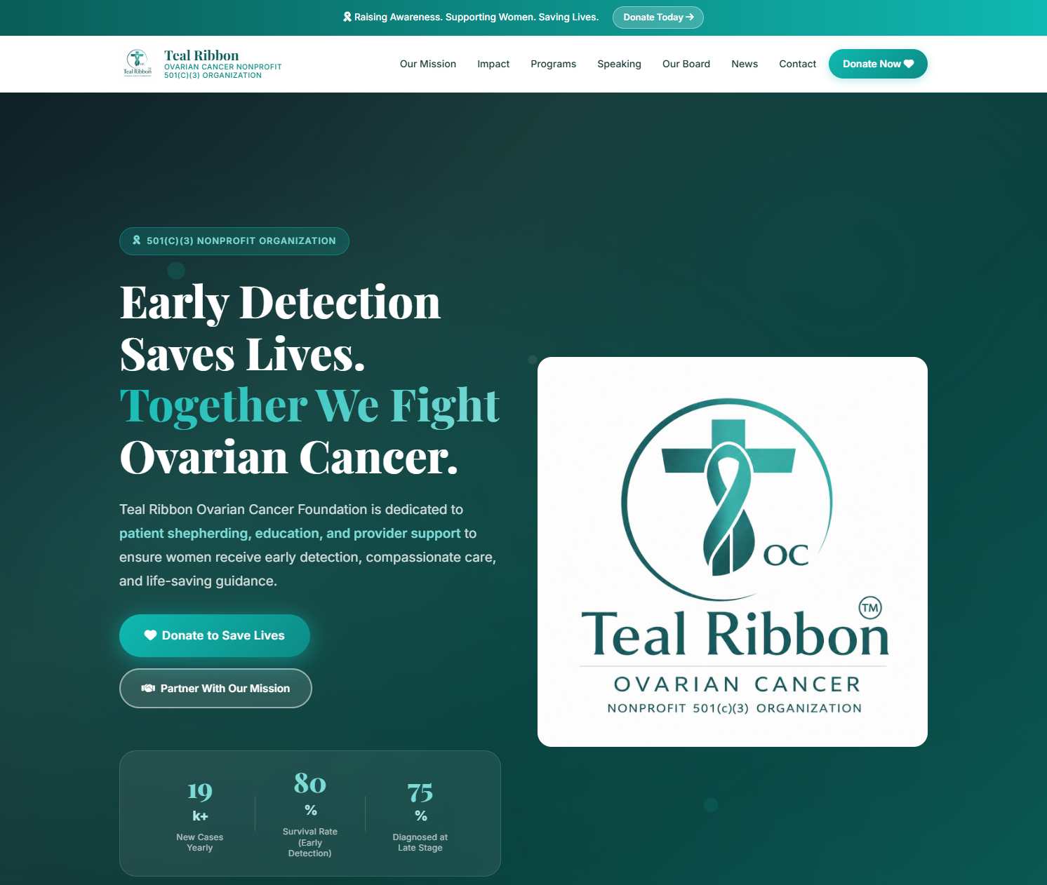 Teal Ribbon Ovarian Cancer website
